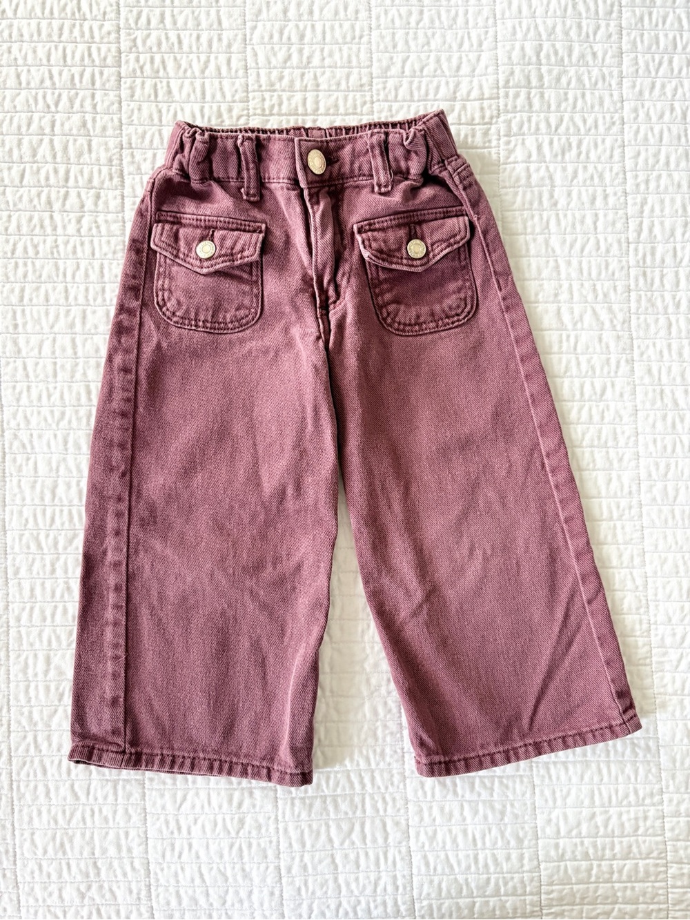 H&M Wide-Leg Jeans - Burgundy - Sailor Pockets Toddler Girls Size 2T